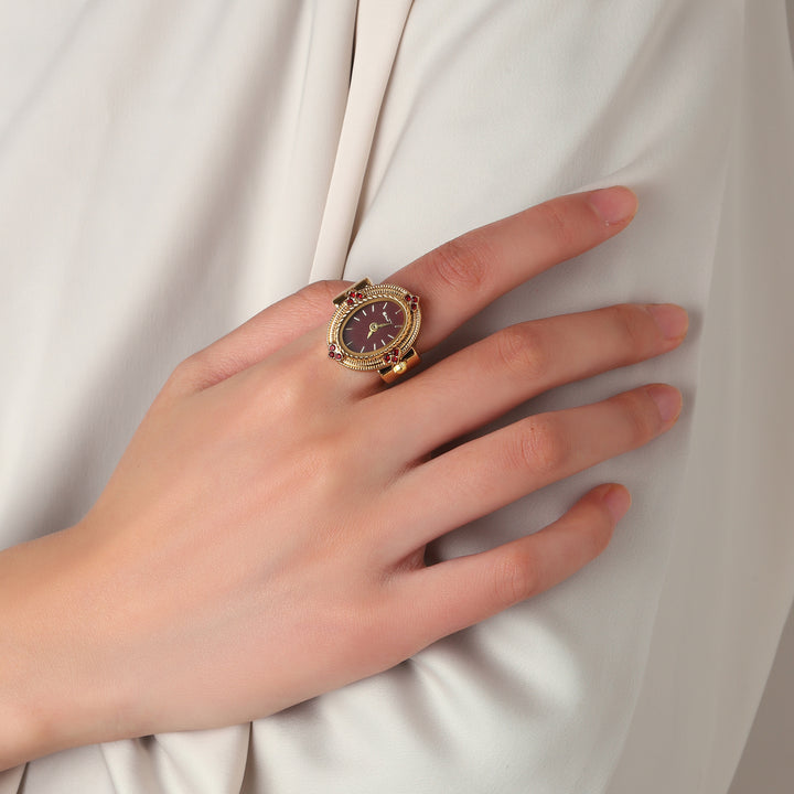 Royale Rope Style Watch Ring - Red