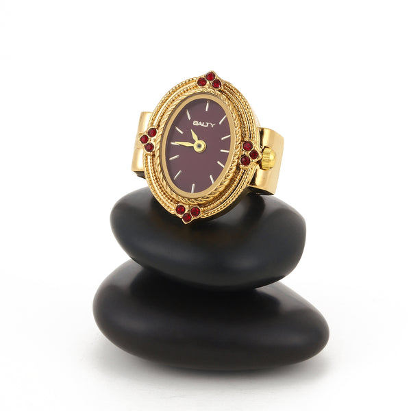 Royale Rope Style Watch Ring - Red