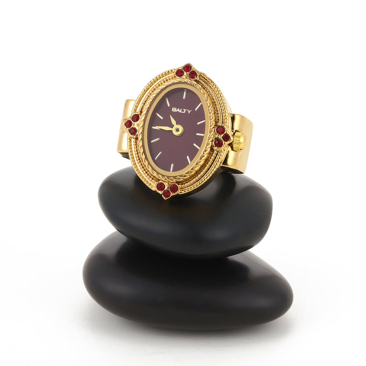 Royale Rope Style Watch Ring - Red