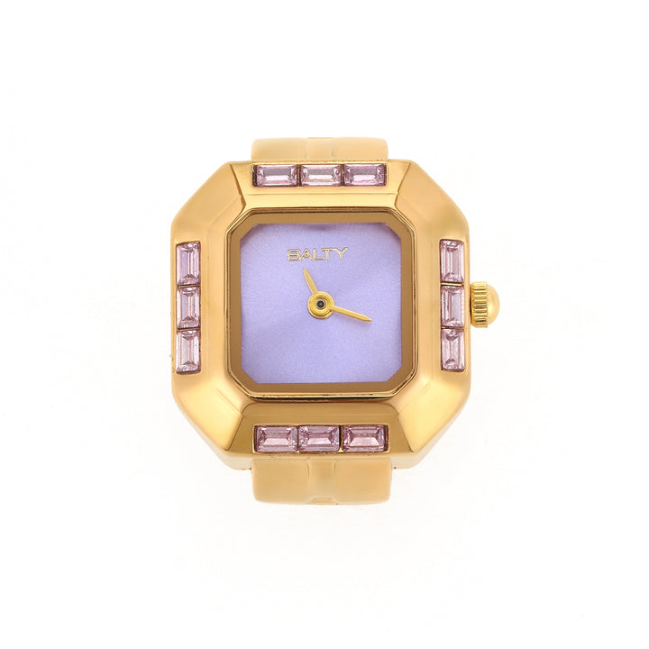 Sofia Prism Studded Octagon Watch Ring - Purple