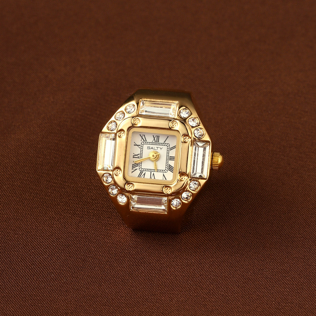 Crystal Time Watch Ring - Gold | Salty
