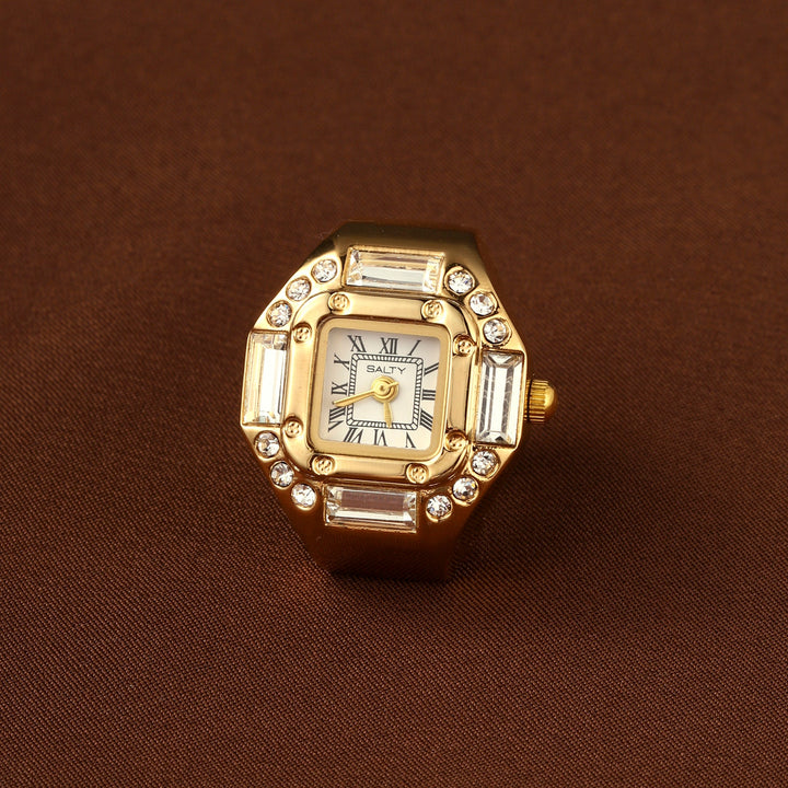 Crystal Time Watch Ring - Gold | Salty
