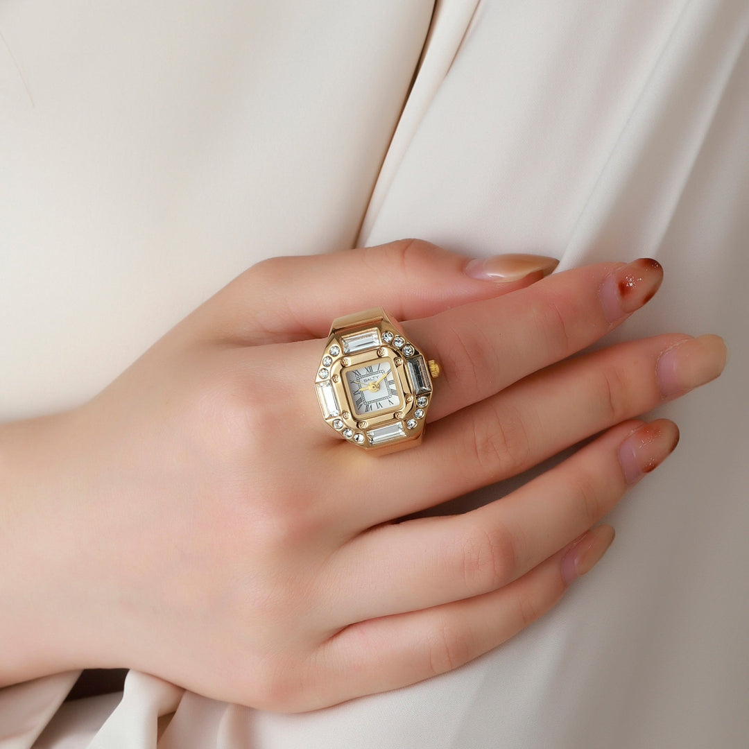 Crystal Time Watch Ring - Gold | Salty