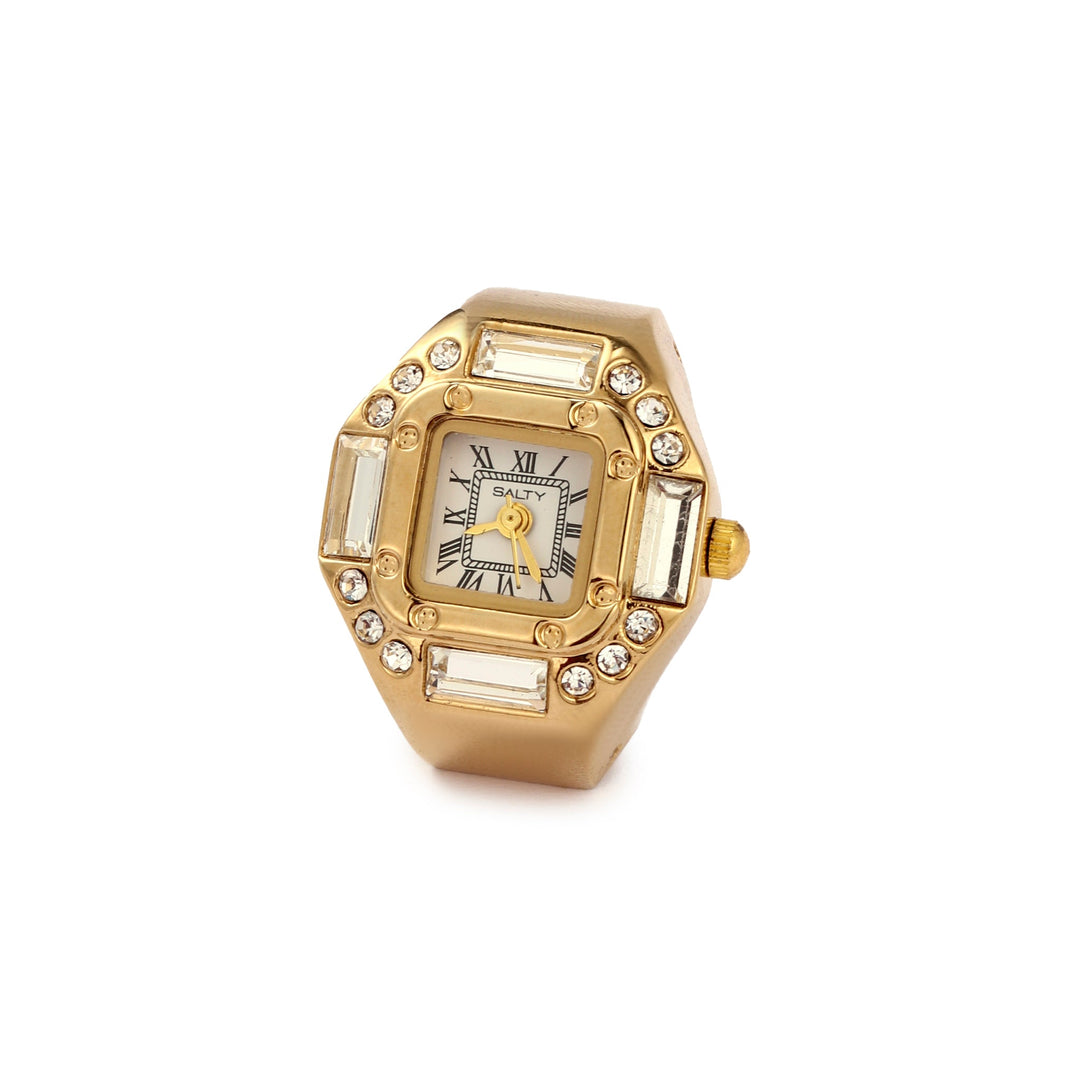 Crystal Time Watch Ring - Gold | Salty