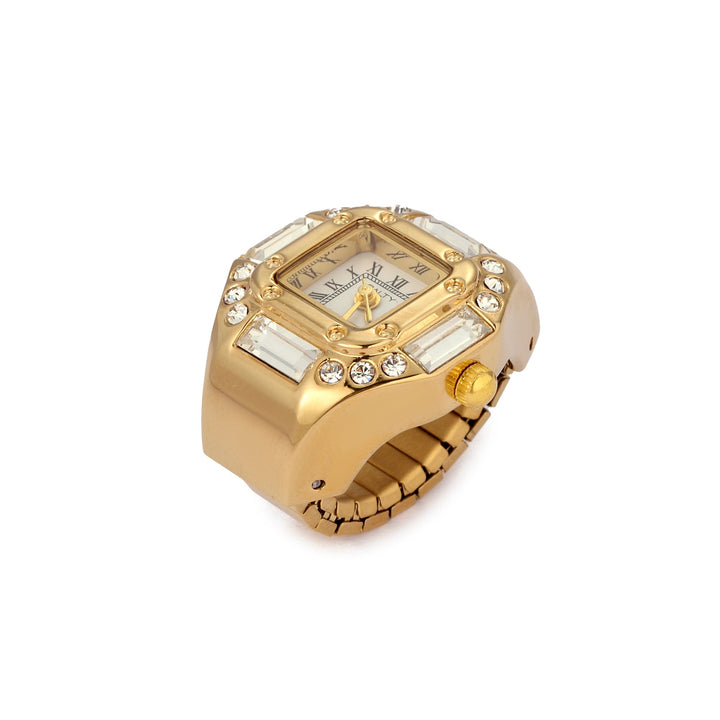 Crystal Time Watch Ring - Gold | Salty