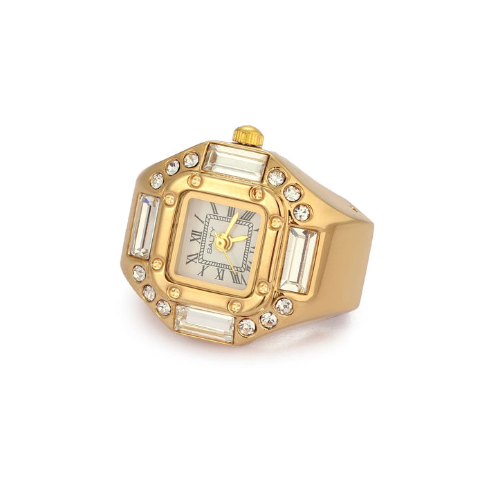 Crystal Time Watch Ring - Gold | Salty