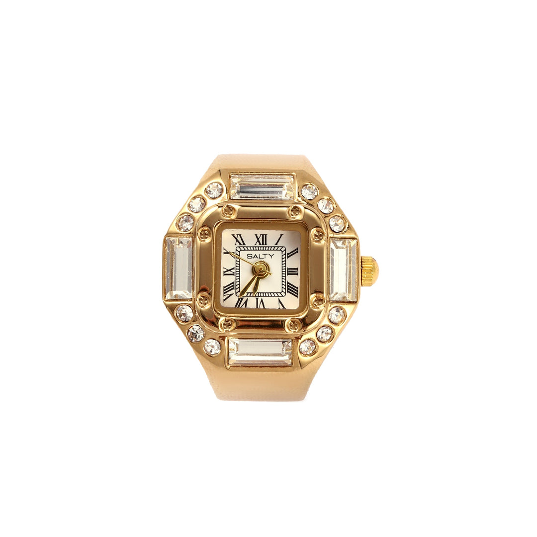 Crystal Time Watch Ring - Gold | Salty