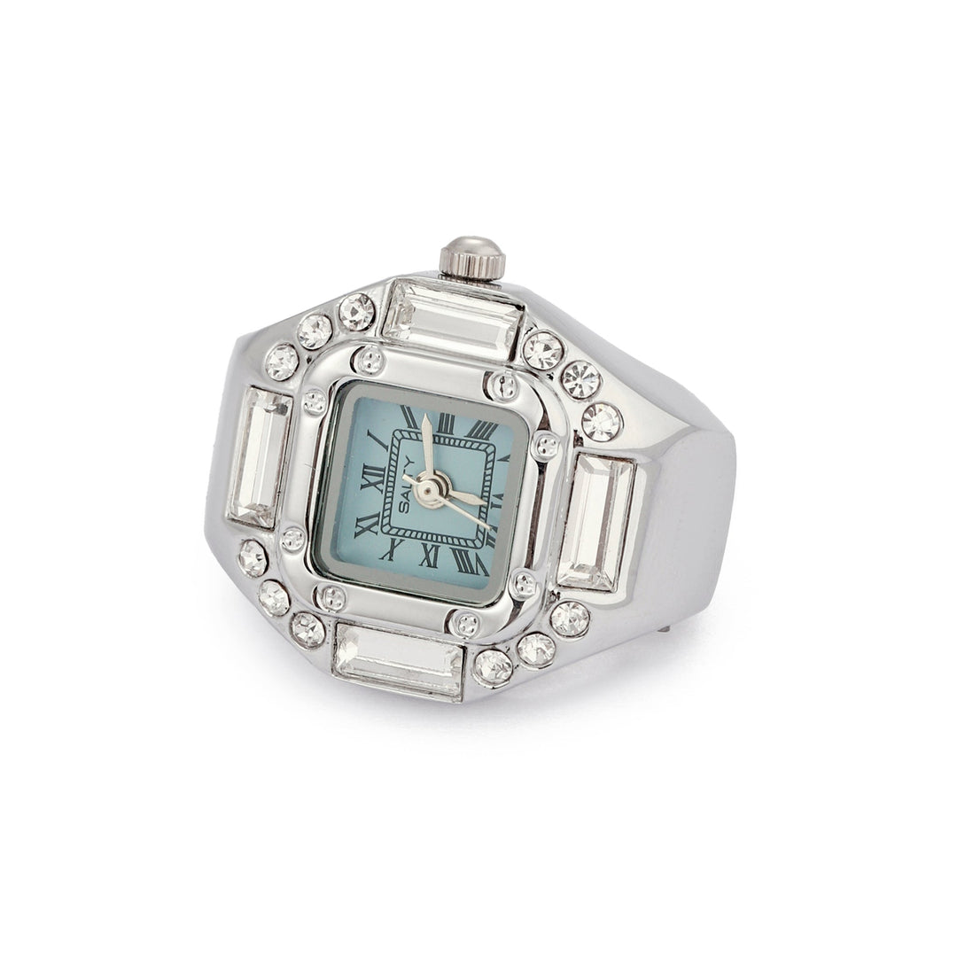Crystal Time Watch Ring - Cyan | Salty