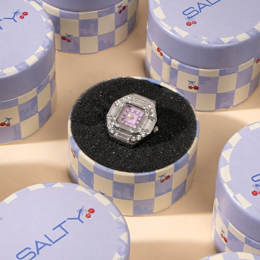 Crystal Time Watch Ring - Pink
