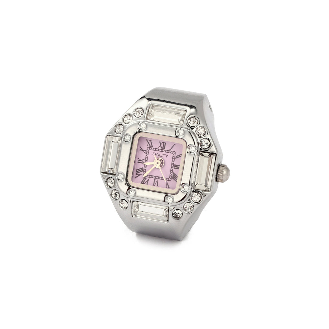 Crystal Time Watch Ring - Pink | Salty