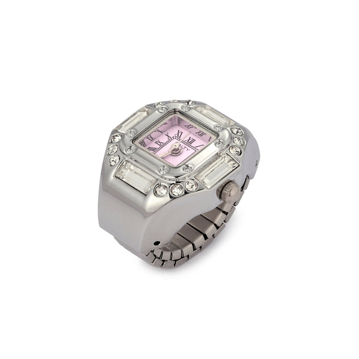 Crystal Time Watch Ring - Pink | Salty