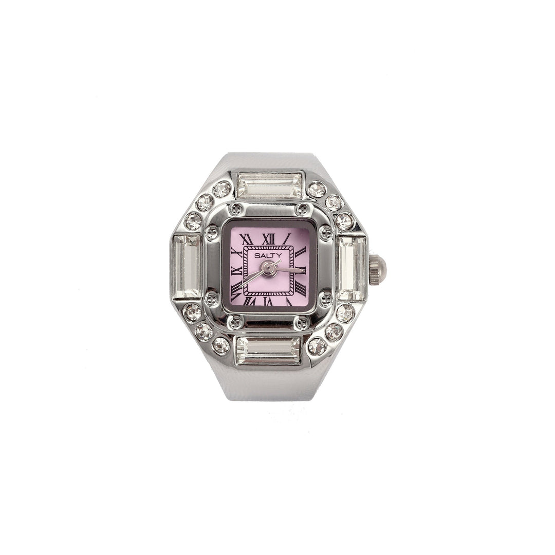 Crystal Time Watch Ring - Pink | Salty