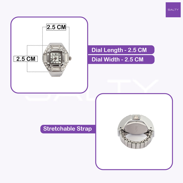 Crystal Time Watch Ring - White