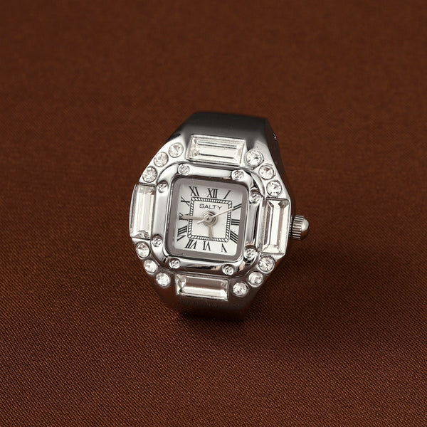 Crystal Time Watch Ring - White