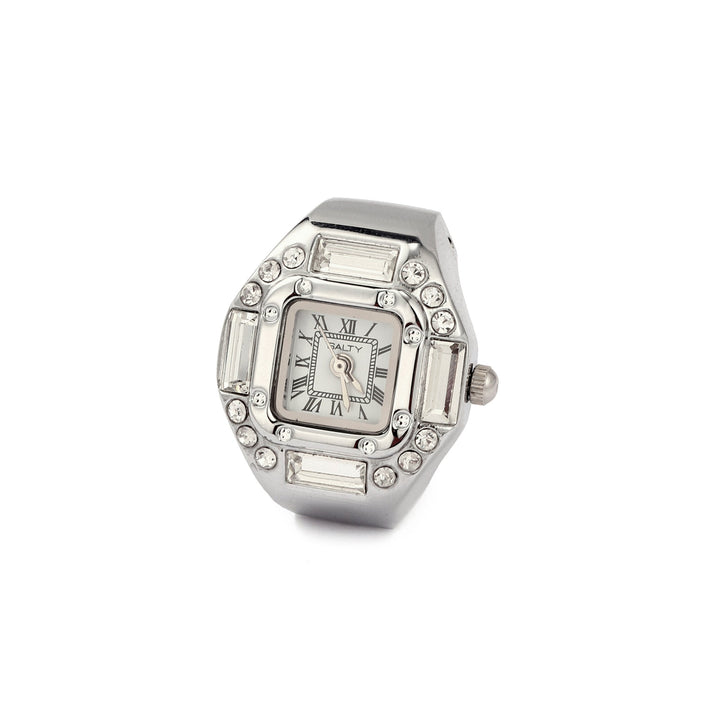 Crystal Time Watch Ring - White | Salty