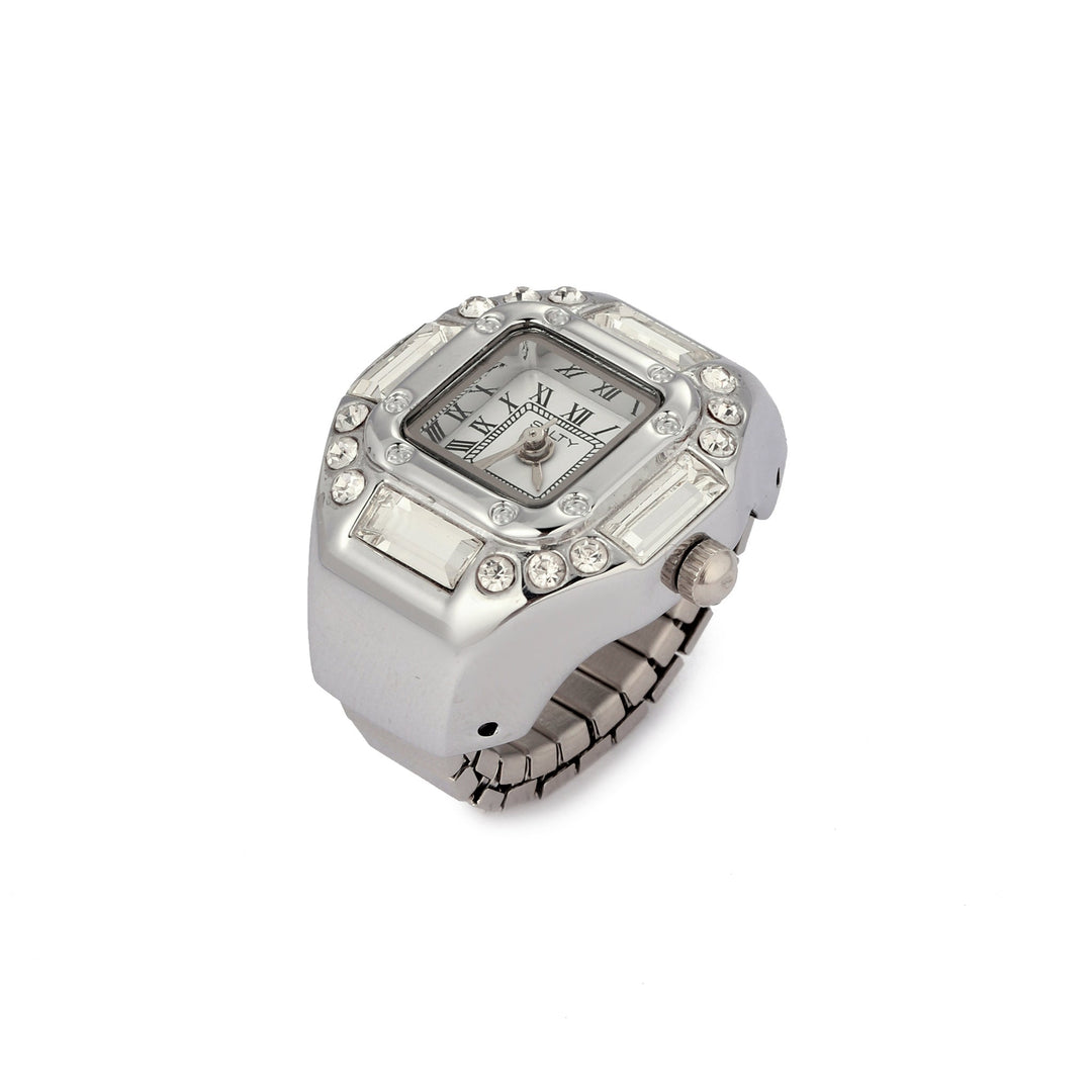 Crystal Time Watch Ring - White | Salty