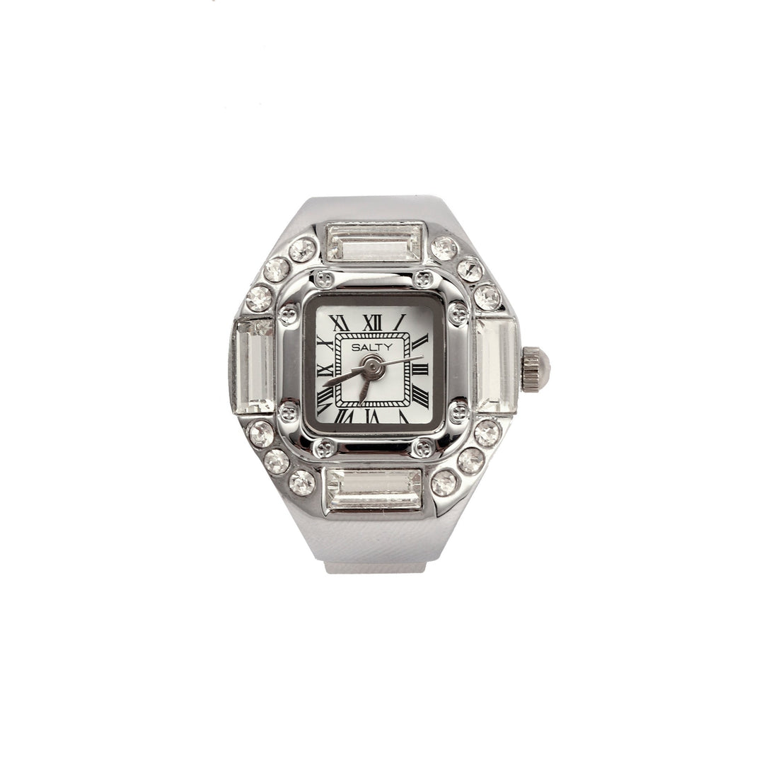 Crystal Time Watch Ring - White | Salty