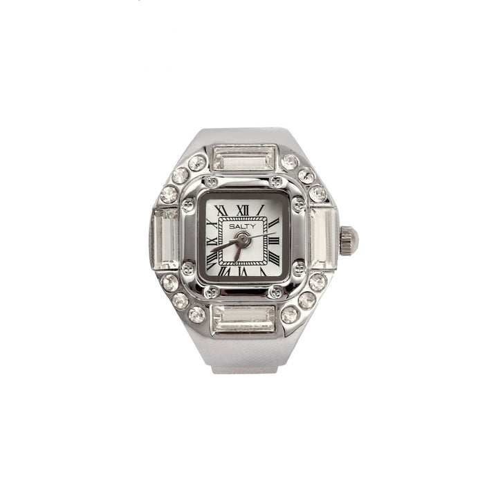 Crystal Time Watch Ring - White | Salty