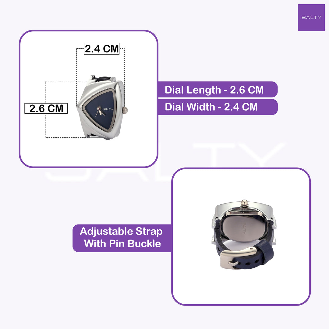 Velvet Curve Ring Watch - Blue
