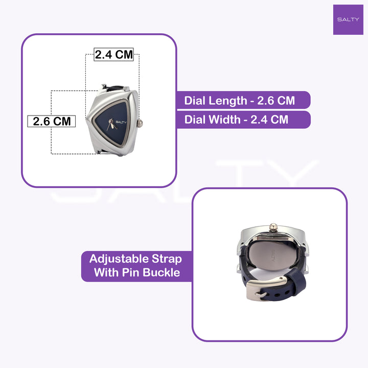 Velvet Curve Ring Watch - Blue