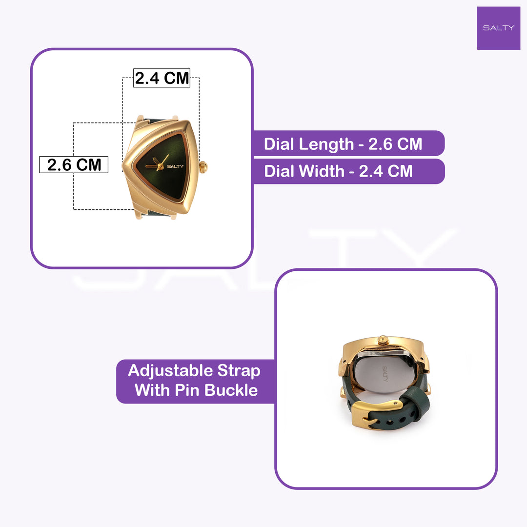 Velvet Curve Ring Watch - Green