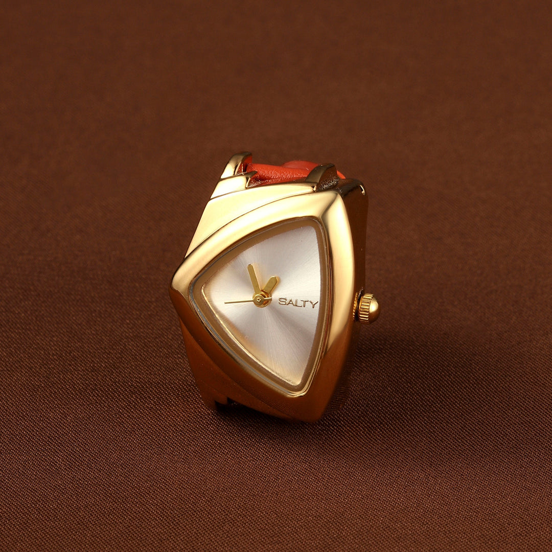 Velvet Curve Ring Watch - Brown | Salty