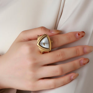Velvet Curve Ring Watch - Brown | Salty