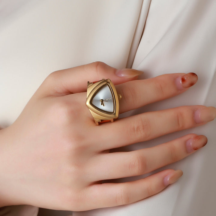 Velvet Curve Ring Watch - Brown | Salty