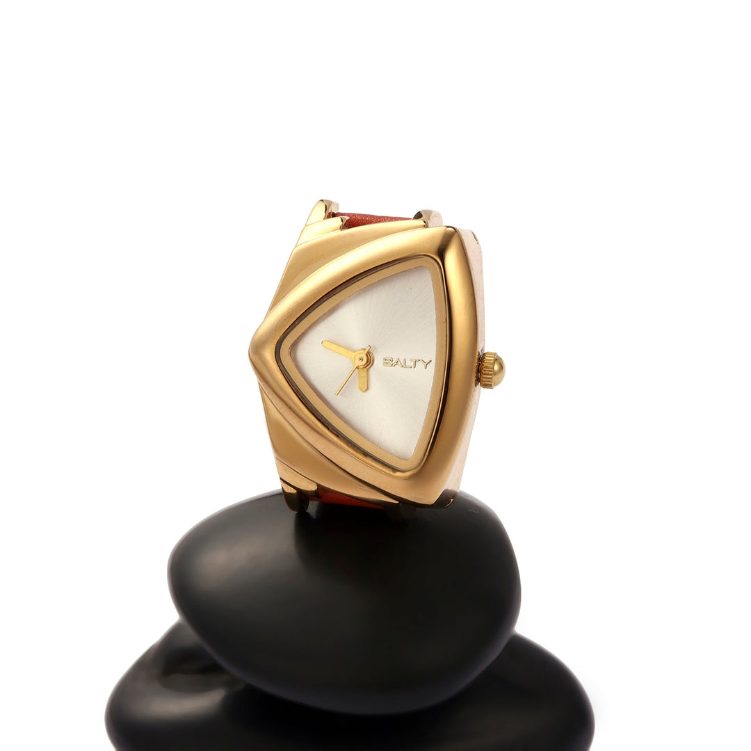 Velvet Curve Ring Watch - Brown | Salty