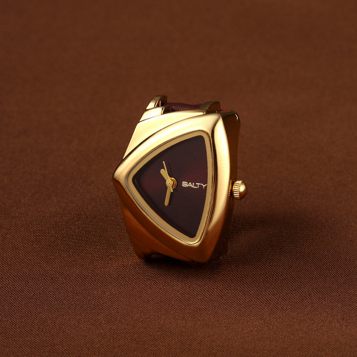 Velvet Curve Ring Watch - Wine