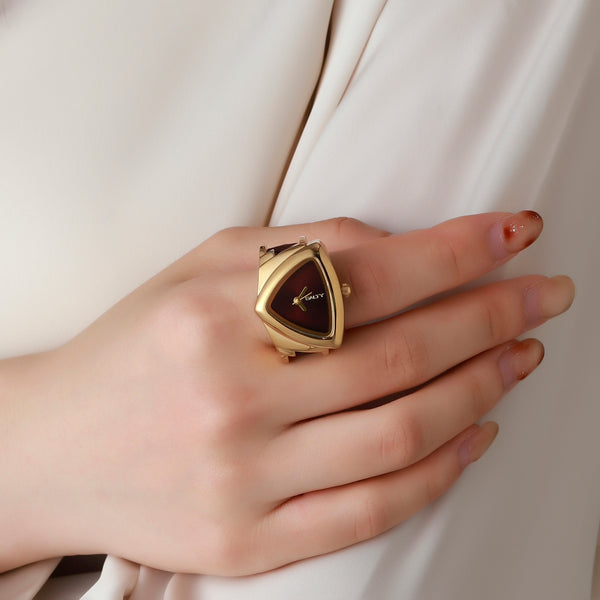 Velvet Curve Ring Watch - Wine