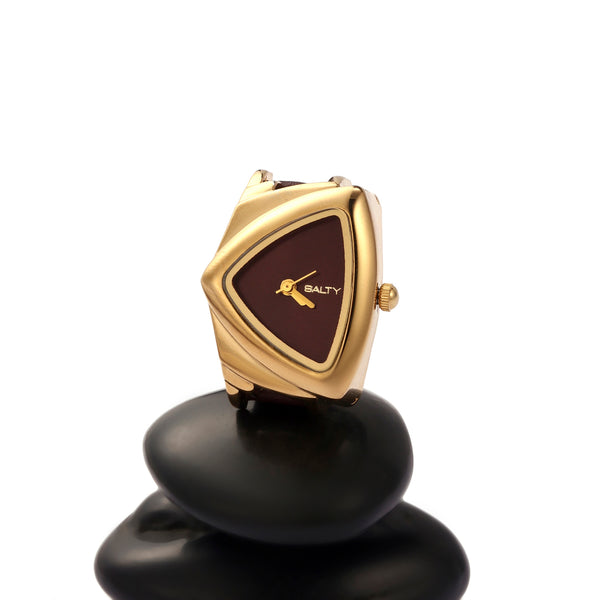 Velvet Curve Ring Watch - Wine