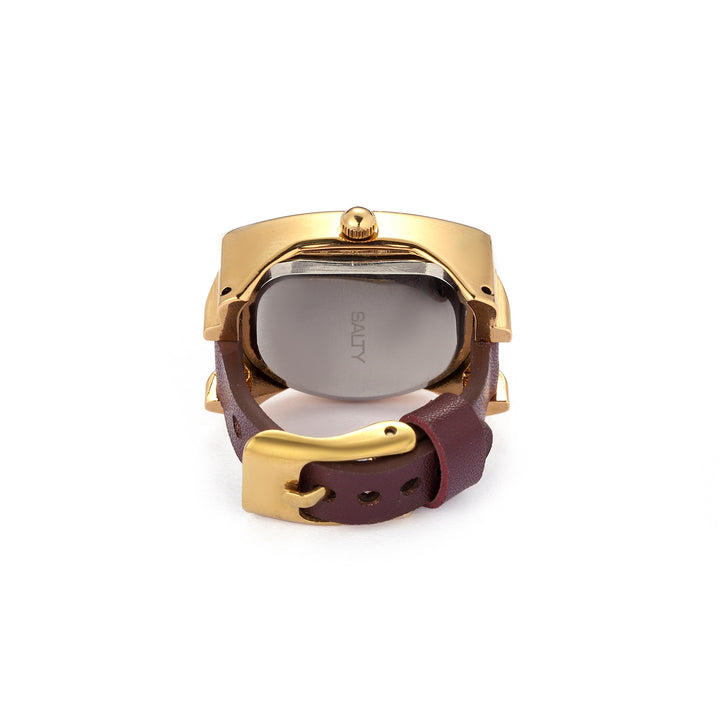 Velvet Curve Ring Watch - Wine