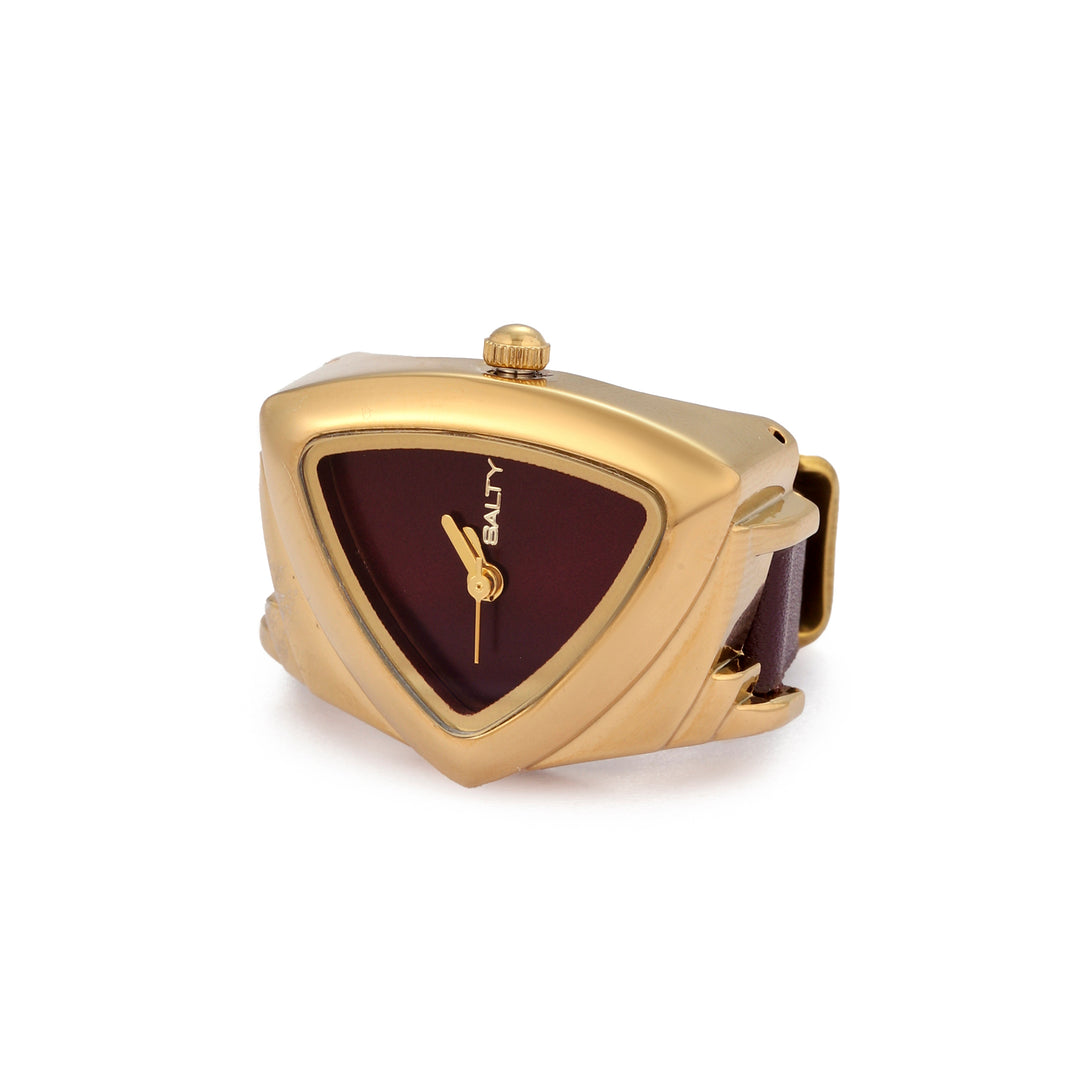 Velvet Curve Ring Watch - Wine