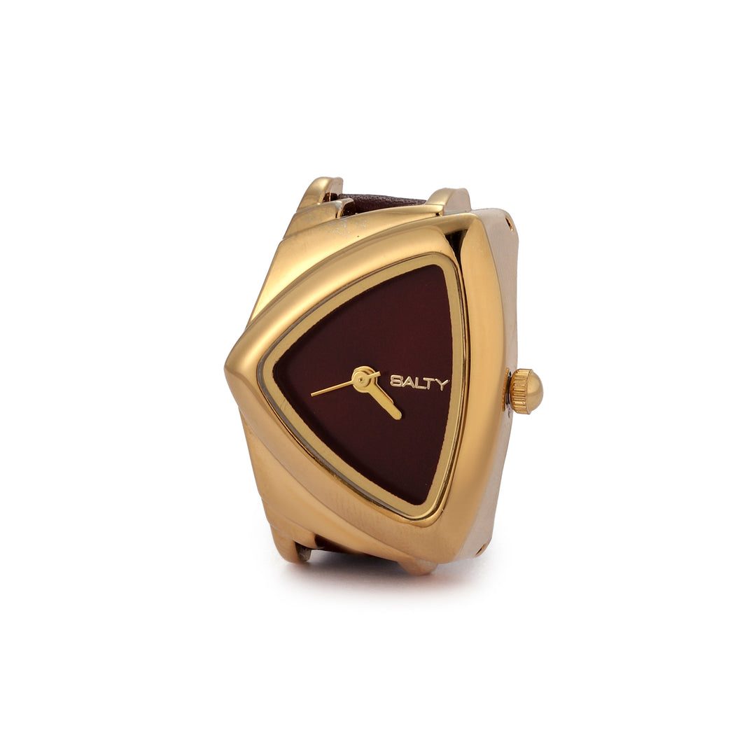 Velvet Curve Ring Watch - Wine