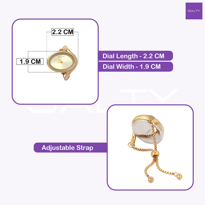 Golden Flow Watch Ring - Gold