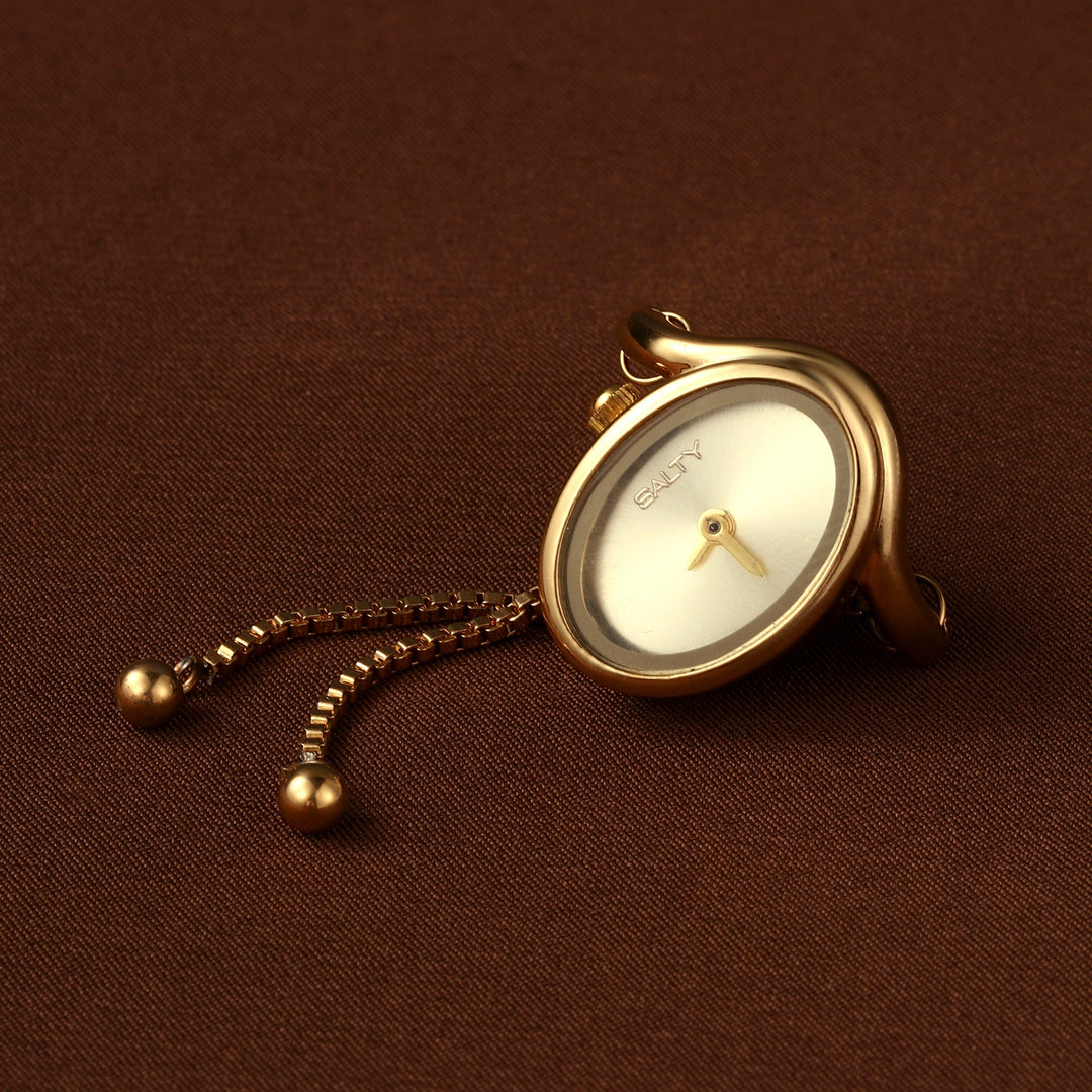 Golden Flow Watch Ring - Gold | Salty