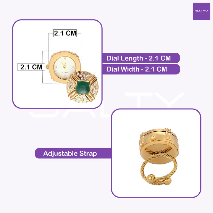 Blush Crown Watch Ring - Green
