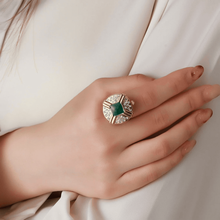 Blush Crown Watch Ring - Green