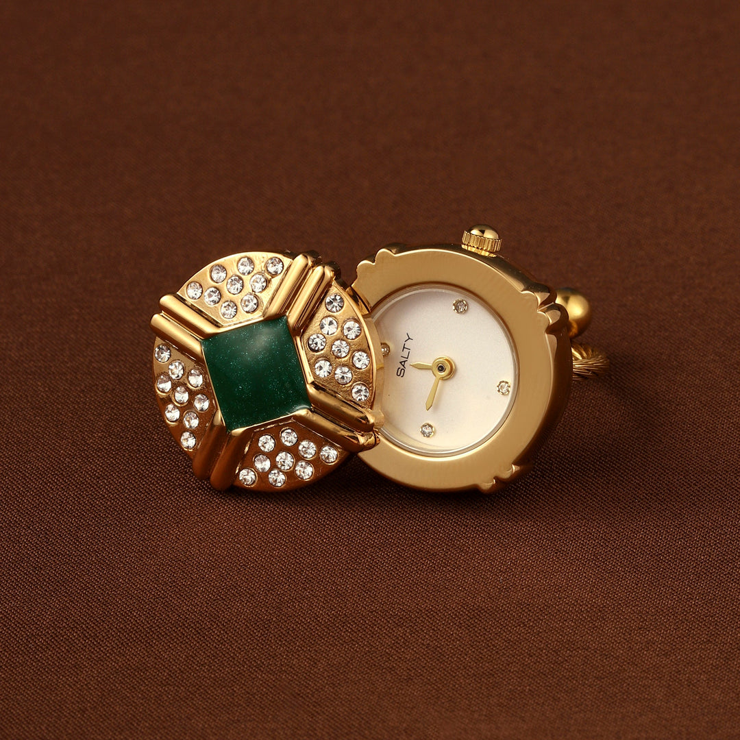 Blush Crown Watch Ring - Green | Salty