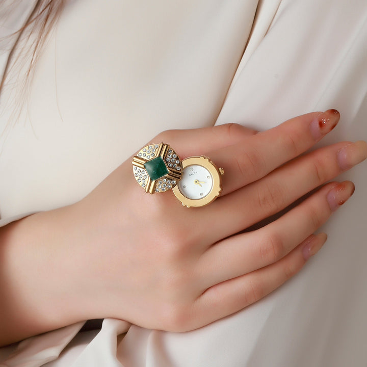 Blush Crown Watch Ring - Green | Salty