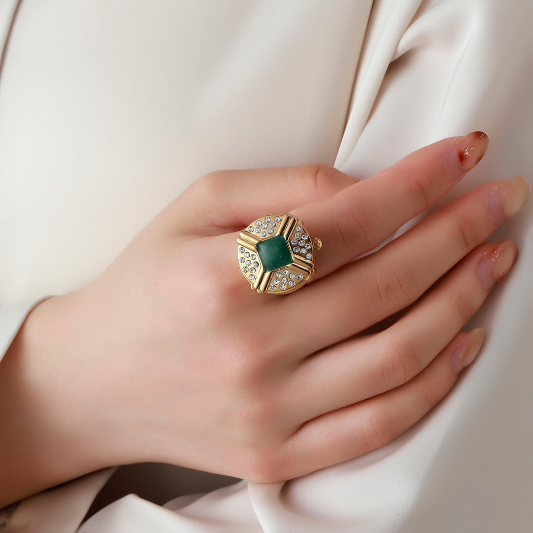 Blush Crown Watch Ring - Green | Salty