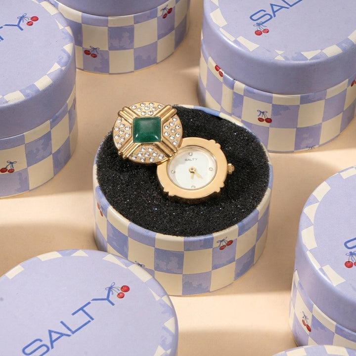 Blush Crown Watch Ring - Green
