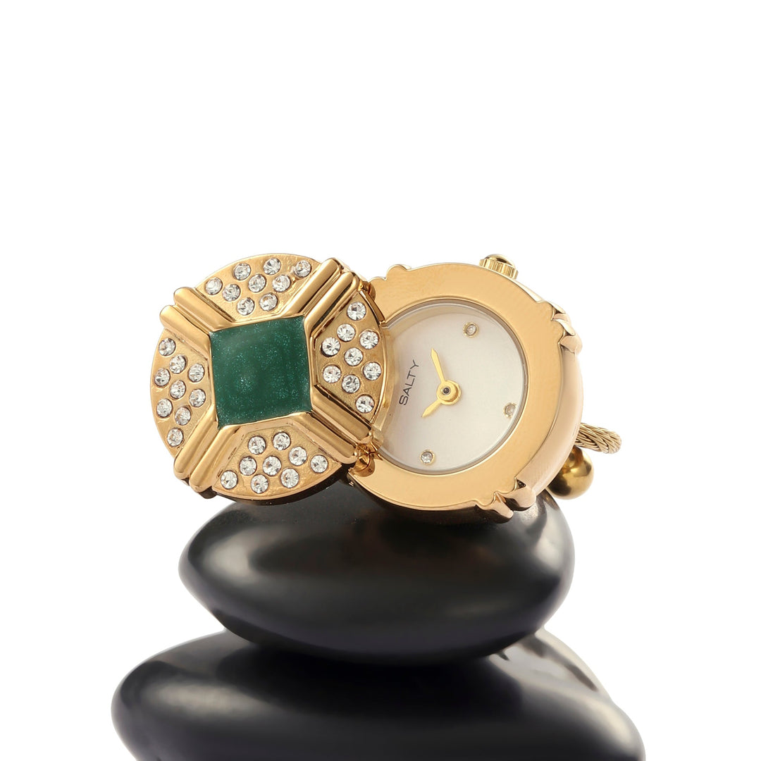 Blush Crown Watch Ring - Green | Salty