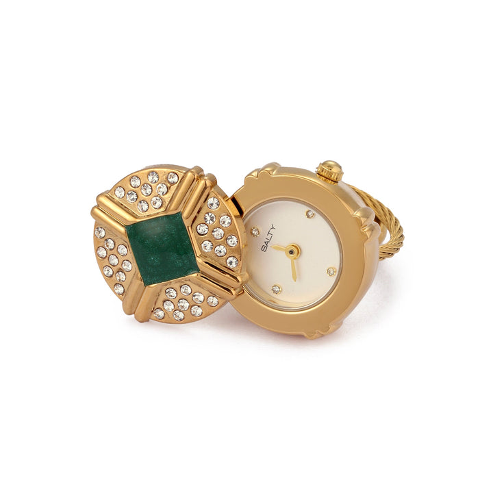 Blush Crown Watch Ring - Green | Salty
