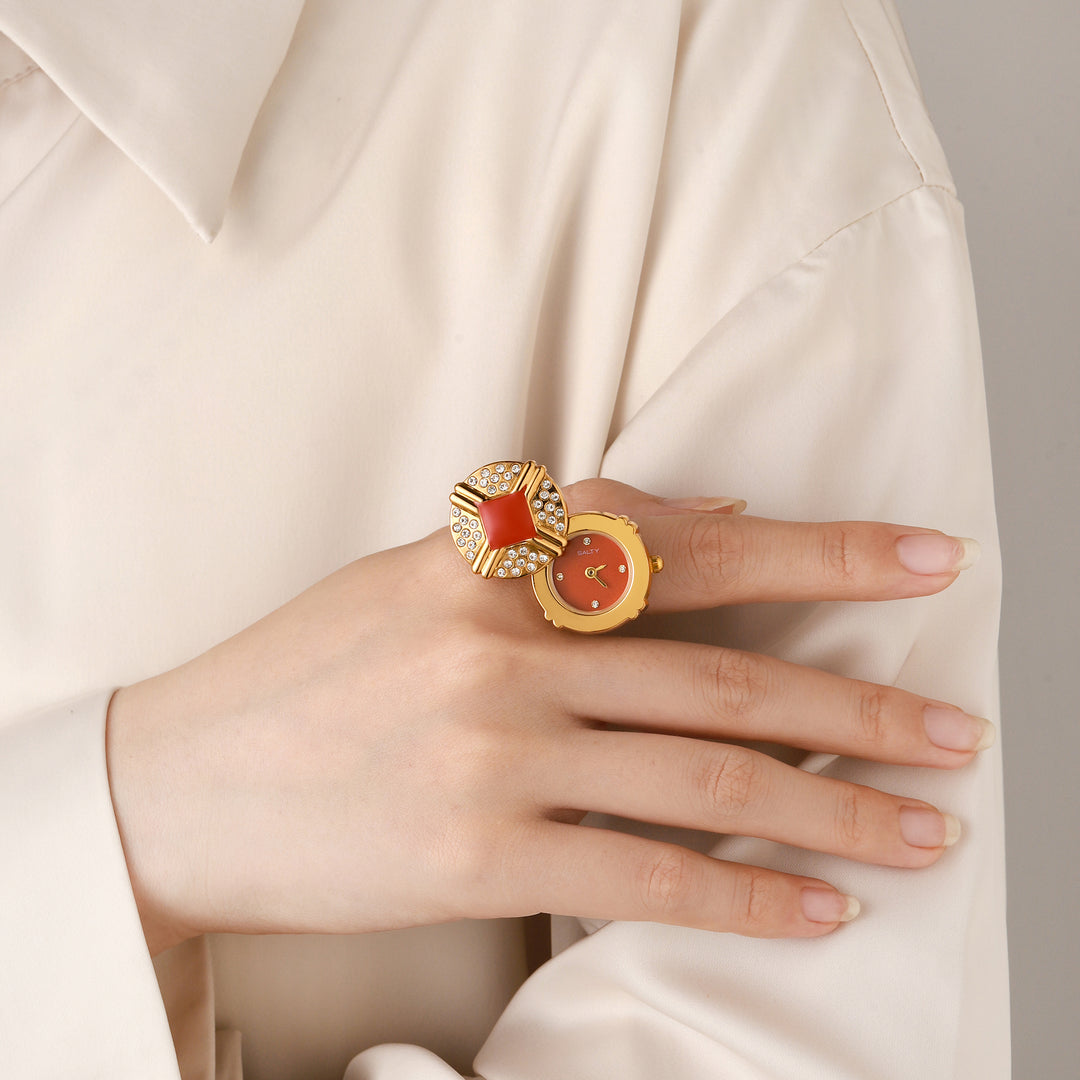 Blush Crown Watch Ring - Orange