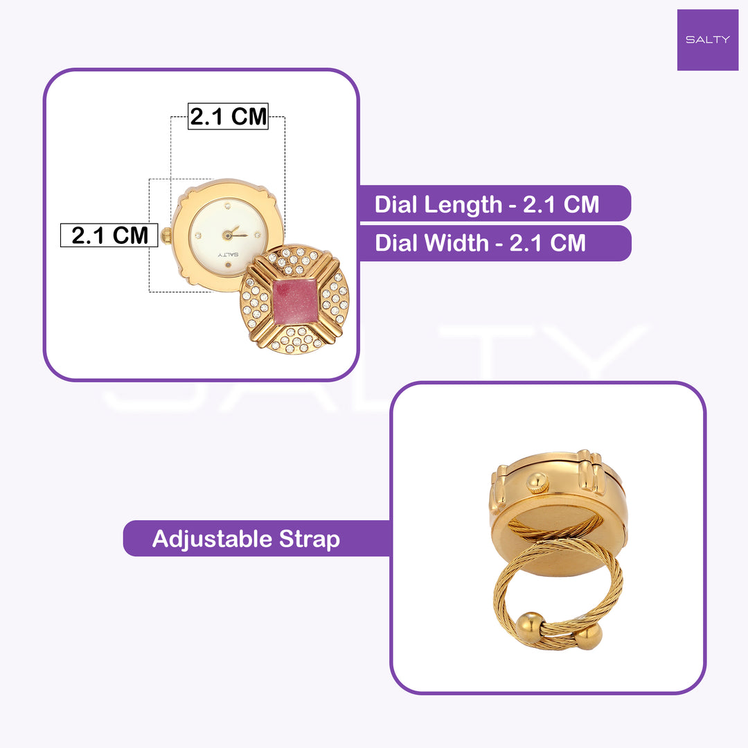 Blush Crown Watch Ring - White