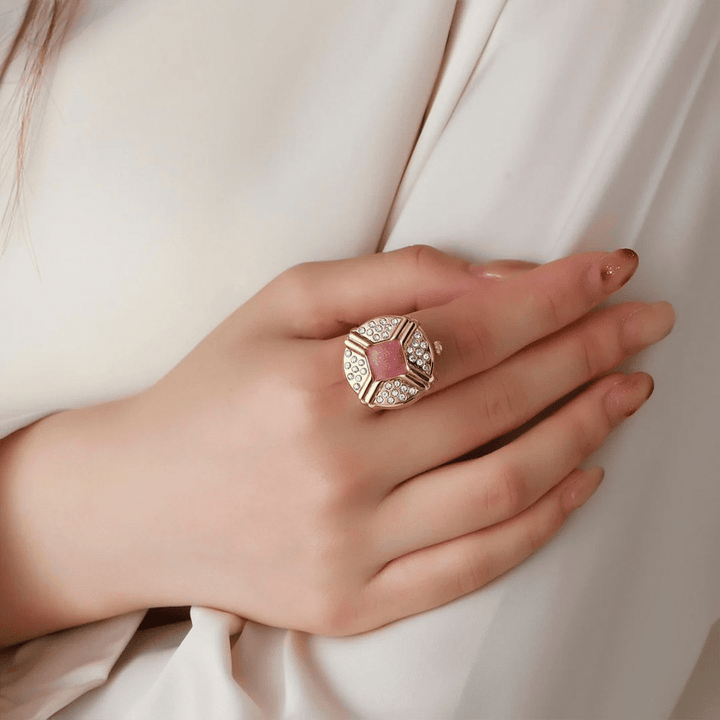 Blush Crown Watch Ring - White