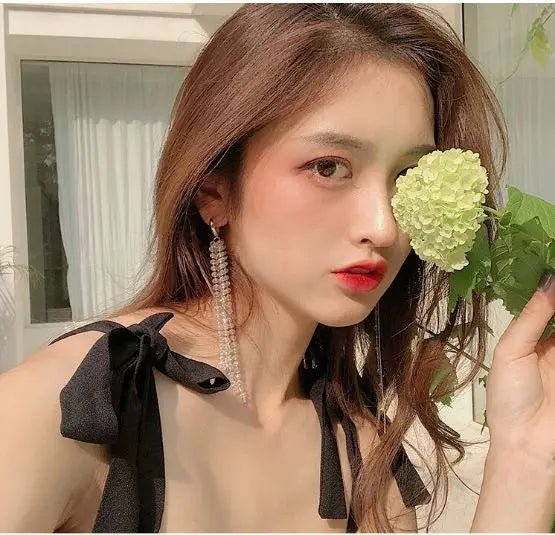 Waterfall Crystal Gold Square Hoop Earrings