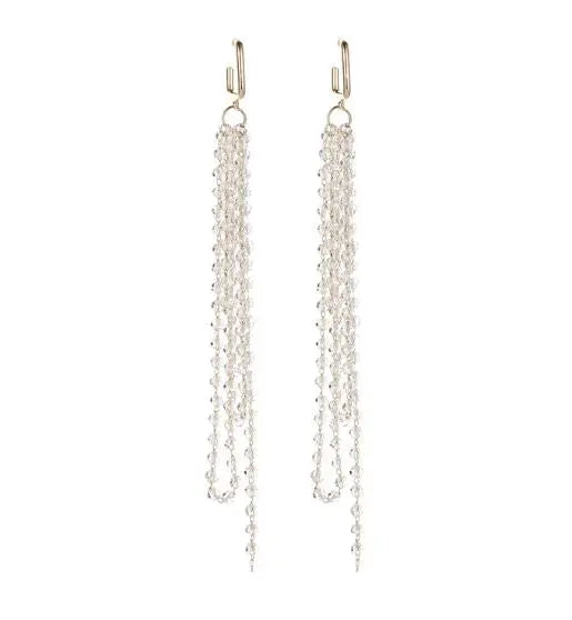 Waterfall Crystal Gold Square Hoop Earrings